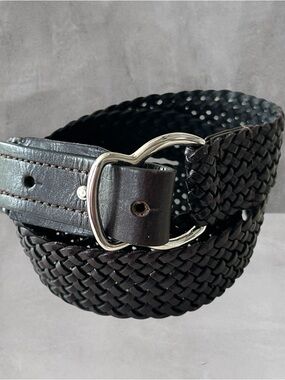 ANN TAYLOR LOFT BRAIDED DARK BROWN LEATHER BELT